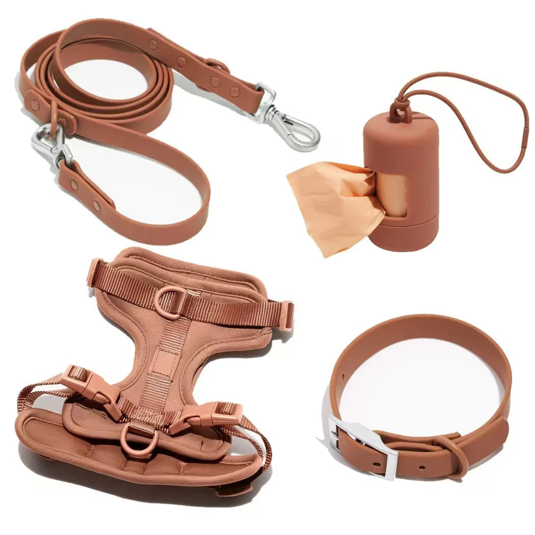 Pet Leash Anti-slip Breathable Collar Drawstring Chest Back Garbage Bag Storage Set Pet Travel Harnesses Supplies Accessories