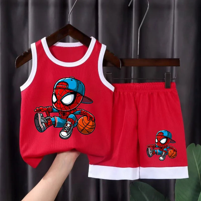 Summer Children's Sport Clothes Sets Breathable Comfortable Mesh Casual Outfits for Boys Basketball Vest and Shorts 2pcs Sets