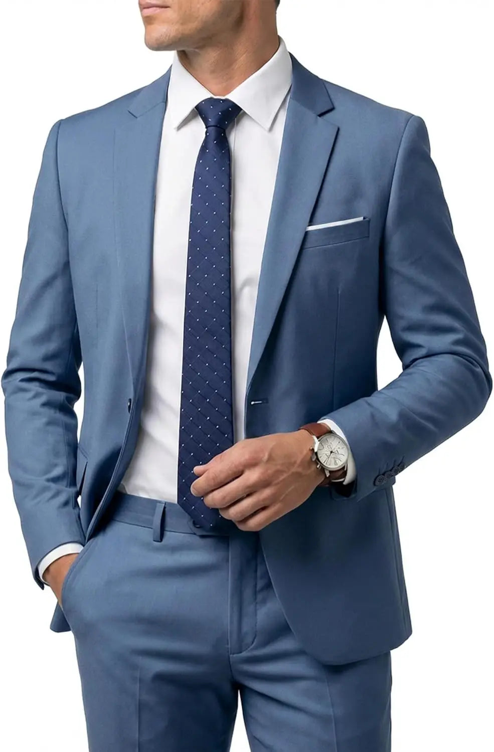 Men's 2 Piece Suit  One Button Slim Fit Solid Jacket  Pants Set Suits for Men Party Wedding Prom  Business