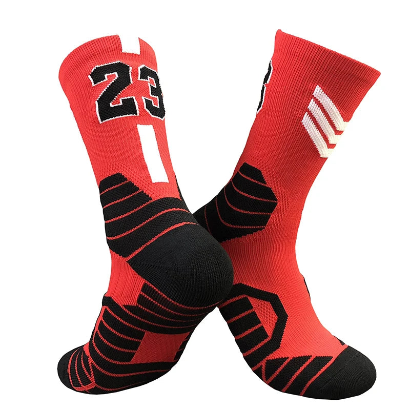 Professional Star Basketball Socks Adults Kids Number 23 Elite Towel Bottom Sports Socks Non-slip Breathable Durable Socks