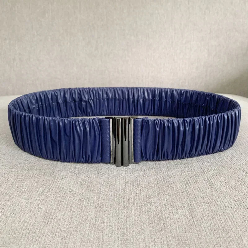 Colorful Women Elastic Band Wide Belts Simple Down Coat Waist Belt Female Buckle Black Strap Dress Decoration Accessories