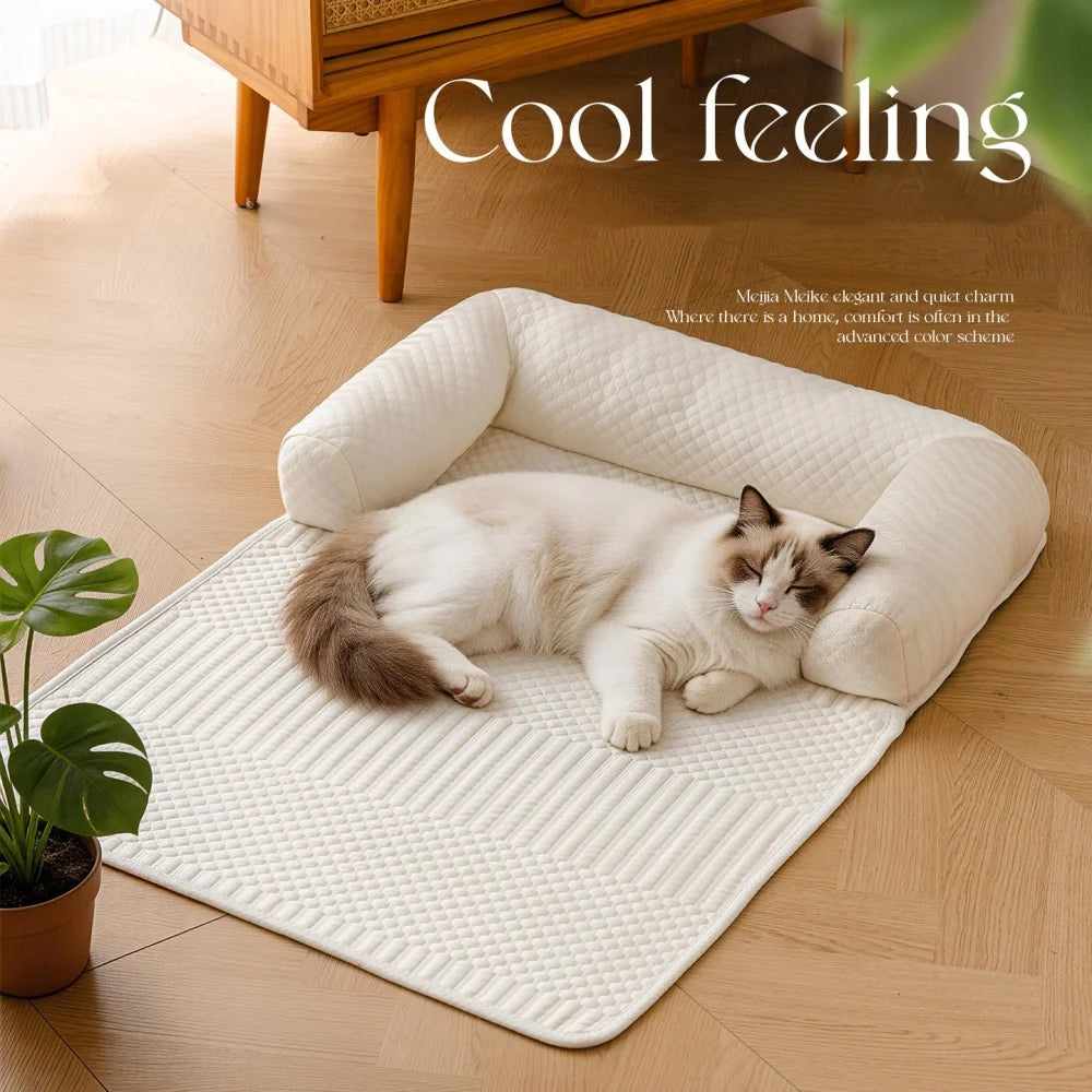 2026 Pet Bed Mat Breathable Dog Cooling Mat Non-Slip Comfortable Pet Sleeping Pad Detachable with Pillow Dog Sofa Cushion Indoor