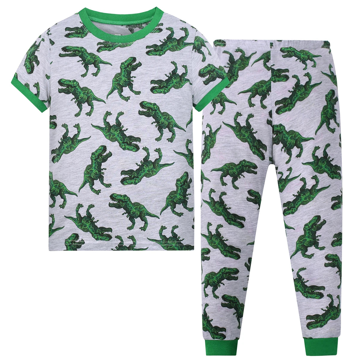 Kids Pajamas Set for Boys Multiple Styles Dinosaur T-Rex & Monster Truck Print Cotton Loungewear