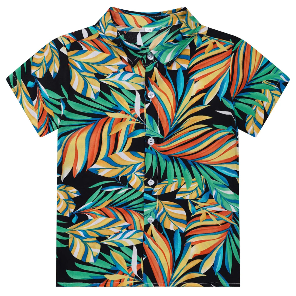 Kids Boys Hawaiian Shirts Tropical Graphic Print Short Sleeve Shirt Casual Turn-Down Collar Tee Tops for Vacation Beach Holiday