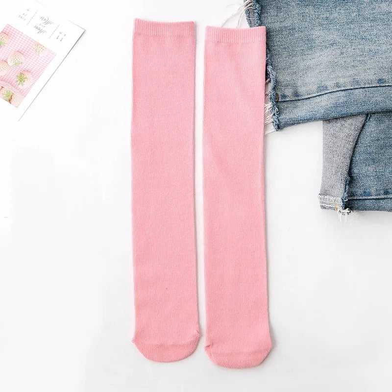 Knee High Socks Kids Boys Girls Long Tube Socks for School Uniform Children White Socks Long Student