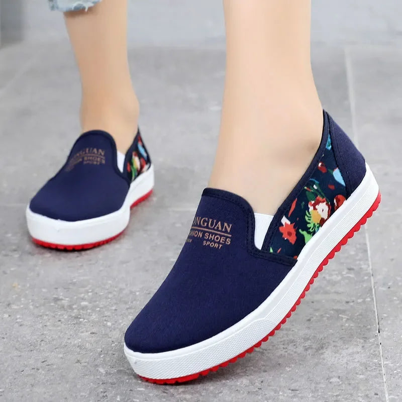 Zapatos De Mujer Women Cute Light Weight Demin Flat Platform Shoes Lady Fashion Sweet Slip on Shoes Teenager Casual Shoes E5286