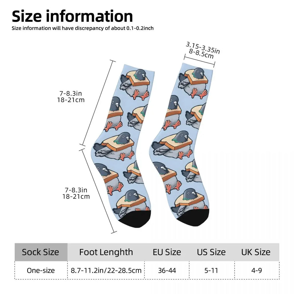 Funny Men's Socks Hungry Pigeon Retro Hip Hop Casual Crew Sock Gift Pattern Printed