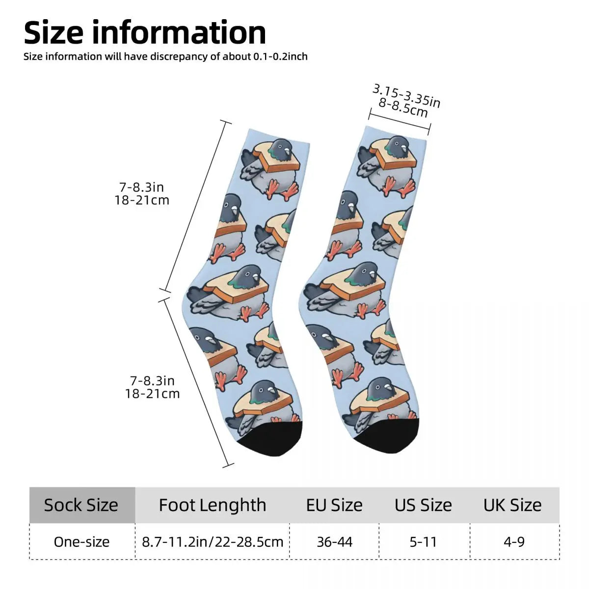 Funny Men's Socks Hungry Pigeon Retro Hip Hop Casual Crew Sock Gift Pattern Printed