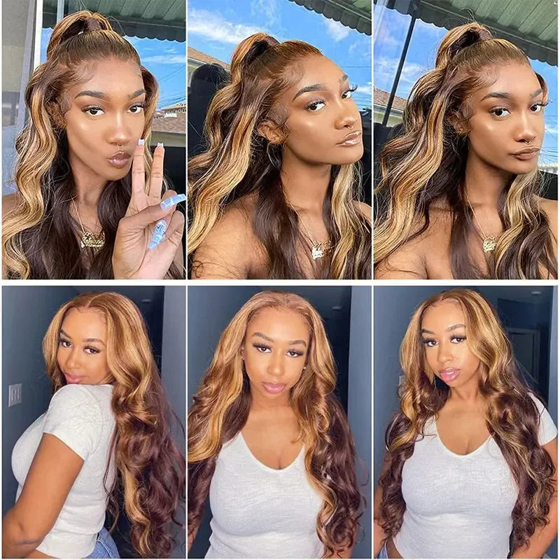 2026.Wave Wig Human Hair Lace Front Wigs 4/27 Honey Blonde Body Wavy Lace Human Hair Wig For Women Brazilian Remy Wig