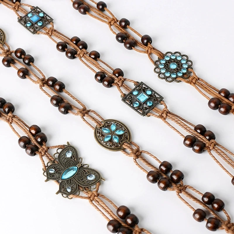 Women Belt Braided Style Woven Tassel Belt Knot Decorated Waist Chain Boho Girls Waist Thin Rope Waistbands Dress Accessories