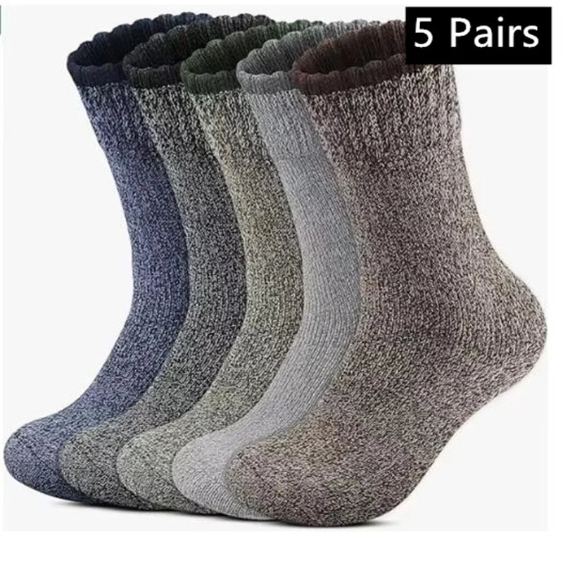 5 Pairs Merino Wool Socks for Man Women , Super Thick Hiking Sock Men's Thermal Socks for Cold Weather Men Woman Snow Socks