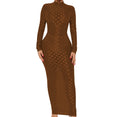 Turtleneck Skinny Women Dresses Sexy Skirt Long Sleeve Bodycon Sexy Streetwear Party Club Hollow out Long Dress