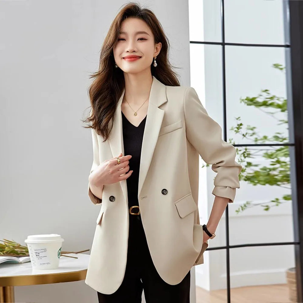 Spring Autumn Elegant Suit Jackets Women Clothing Blazer Coat Korean Chic Long Sleeve Tailored Button Solid Coats New Female Top