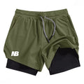 Mens Fashion Comfortable Sports Shorts Running Sportswear Tight Double Layer 2-in-1 Wear Stretchy Performance Moisture Absorbing
