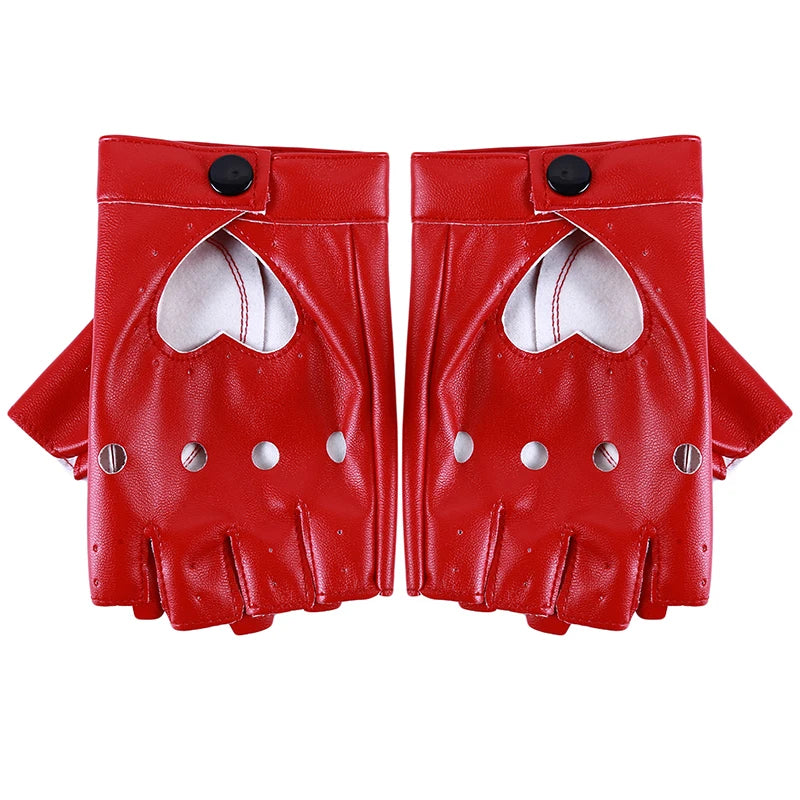 Leather Gloves Guantes Mujer For Women Girls Red Balck White Loving Heart Gloves For Women