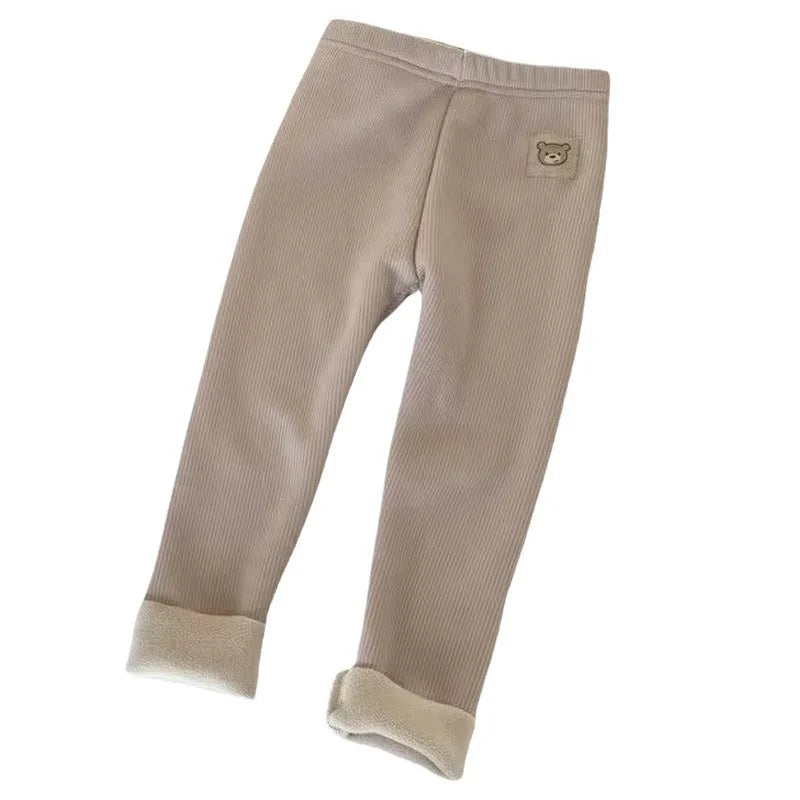 Kids Boys Pants Autumn Winter Thick Warm Girls Leggings Solid Color Children's Pant Kids Clothes