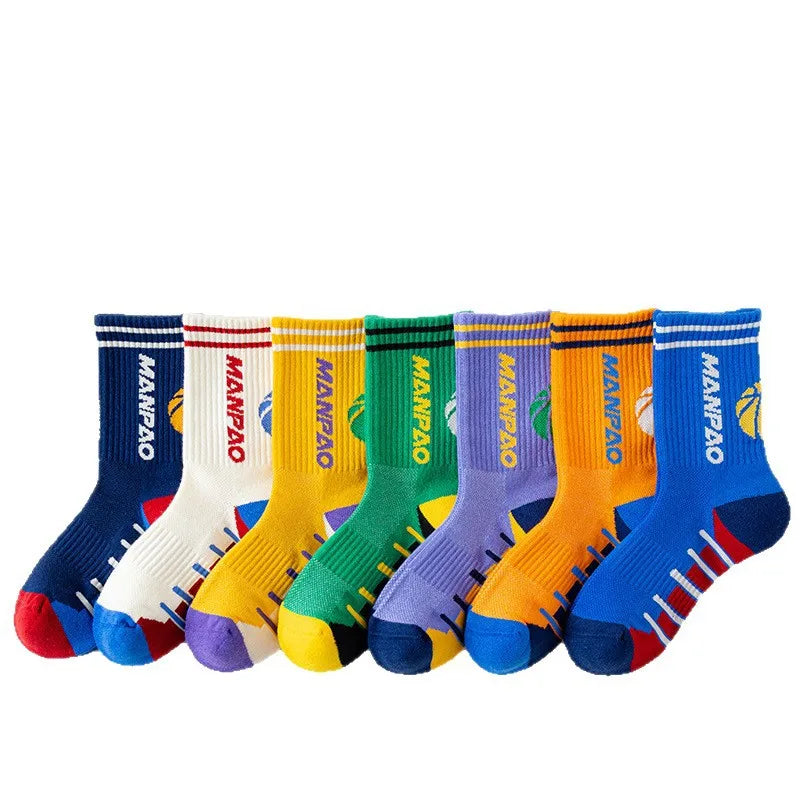 Kids Sports Socks Breathable Cotton Terry Cushioned Ankle Support for Running Training Athletic Socks School Daily Wear