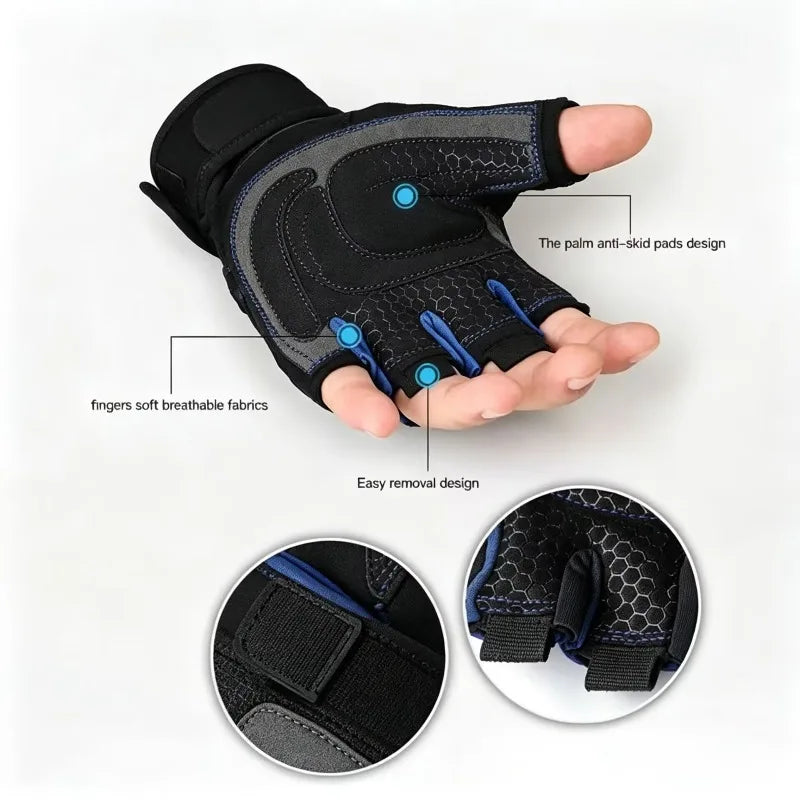 Gym Gloves for Men Women Fitness Weight Lifting Wristband Gloves Body Building Training Sports Exercise Cycling Glove Shockproof