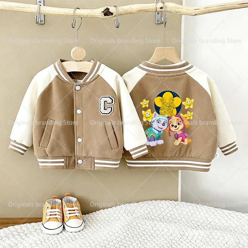 Paw Patrols Children Jackets Boys Girls Baseball Coats Kids Embroidered Letters Cardigan Autumn Fashion Outerwear Clothing Gift