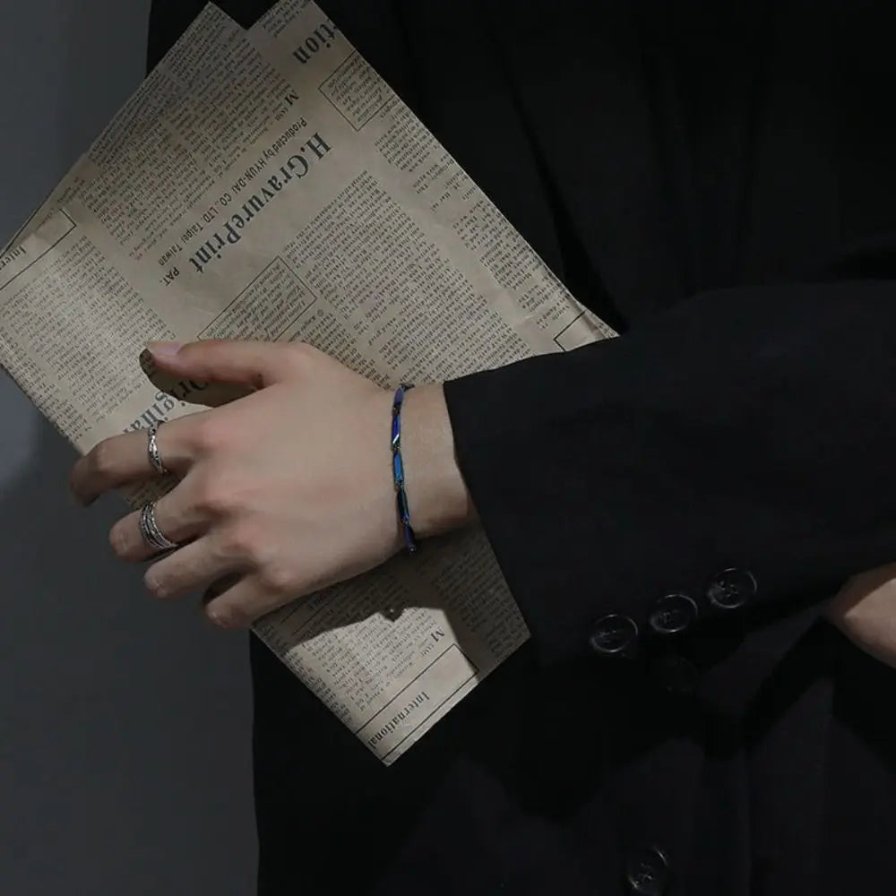 Elegant Couple Simple Personality Hip-hop Exquisite Men Bracelet Geometric Bangle Korean Jewelry Rhombus Chain