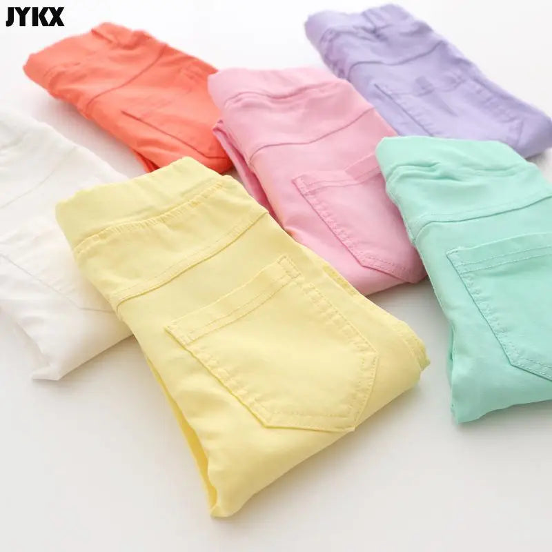 2025 Kids Girl Pants Spring Autumn Candy Color Elastic Pencil Trousers Child Solid Leggings For 2-11Y Children Clothing
