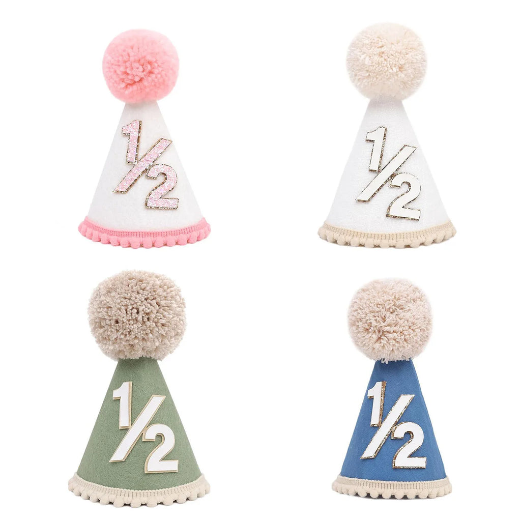 1/2 Birthday Party Hat for Baby Boy Girl Green Pink Photo Props Half Birthday 6 Months Party Decorations Gift for Boys
