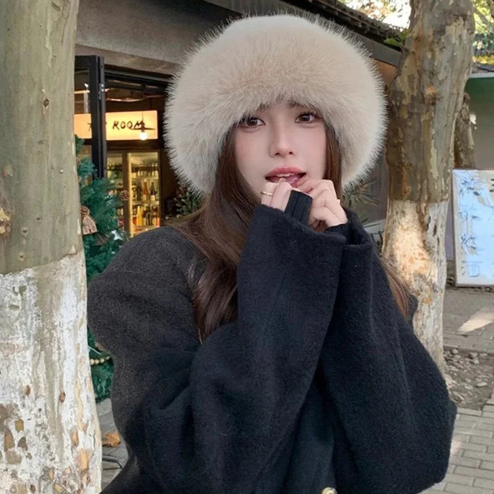 Furry Hats For Women, Autumn/Winter Korean Style Warm Hats, Solid Color Flattering Mongolian Hats Thickened Winter Outfits