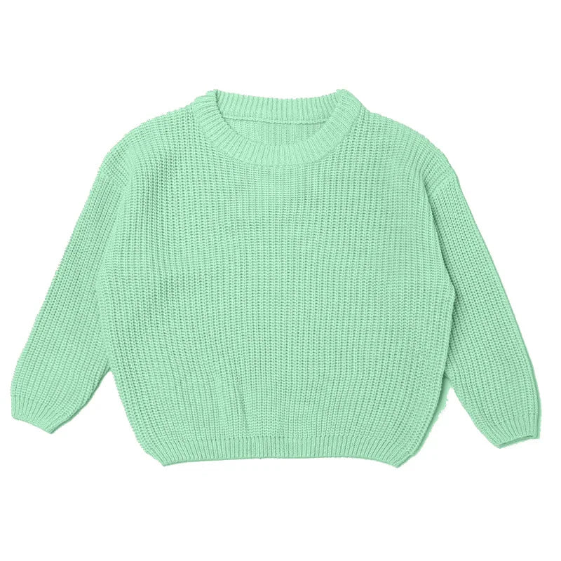 Personalized Baby Cotton Sweater Custom Name Hand Embroidery Knitted Pullover for Boys Girls Autumn Winter Kids Knitwear 0-7T