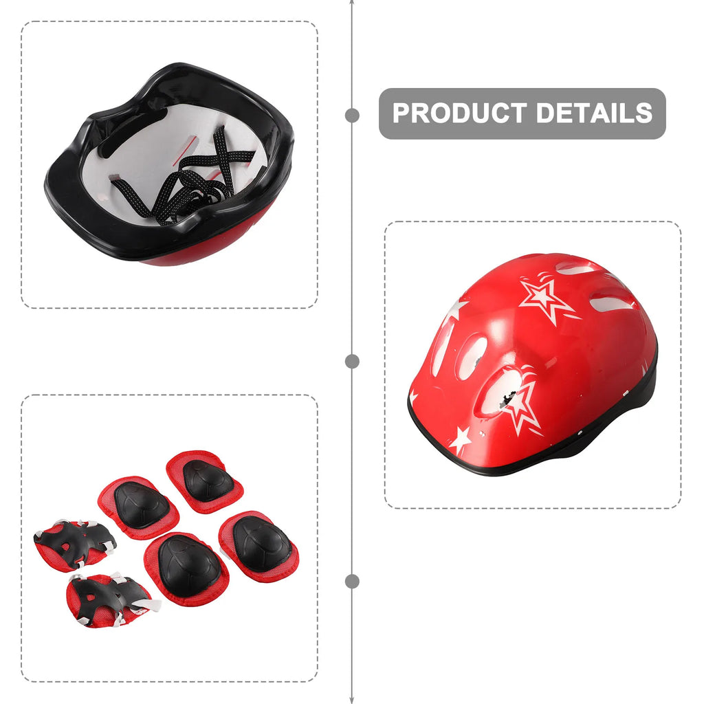 7PCS Children's Skating Protection Equipment Set 1 Helmet + 2 Knee Pads + 2 Elbow Pads + 2 Hand Pad Skating Equipment Protection