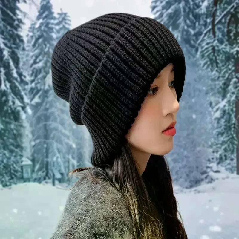 Fashion Winter Warm Hats For Women Casual Stacking Knitted Bonnet Caps Men Hats Solid Color Hip Hop Unisex Female Beanies