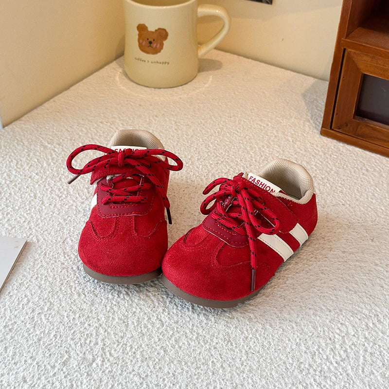 Children's Sneakers Four Seasons Models 2-16 Years Old Red Boys Girls De Training Shoes Brown Soft Non-slip Kids Single Shoes