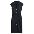 HXAO Sleeveless Solid Long Dresses 2025 Woman Summer Ruched Elegant Party Dresses Bodycon Shirt Midi Dress Office Holiday Dress