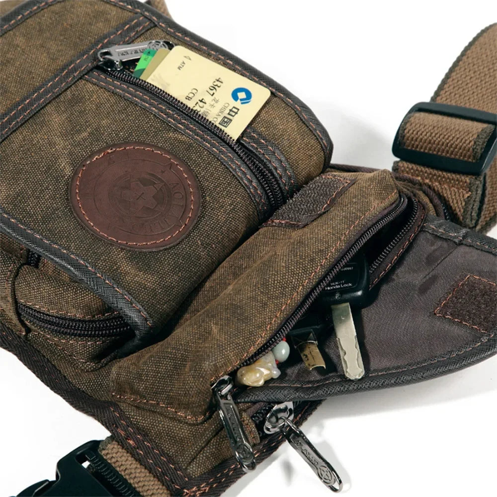 Men's Canvas Drop Leg Bag Motorcycle Multi-purpose Messenger Shoulder Bags High Quality Belt Hip Bum Waist Fanny Pack