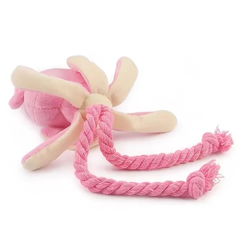 1PC Octopus Shaped Pet Plush Toys Squeaky Rope Interactive Chew Toys for Small Large Dogs Cats Puppy Teething Training Plaything