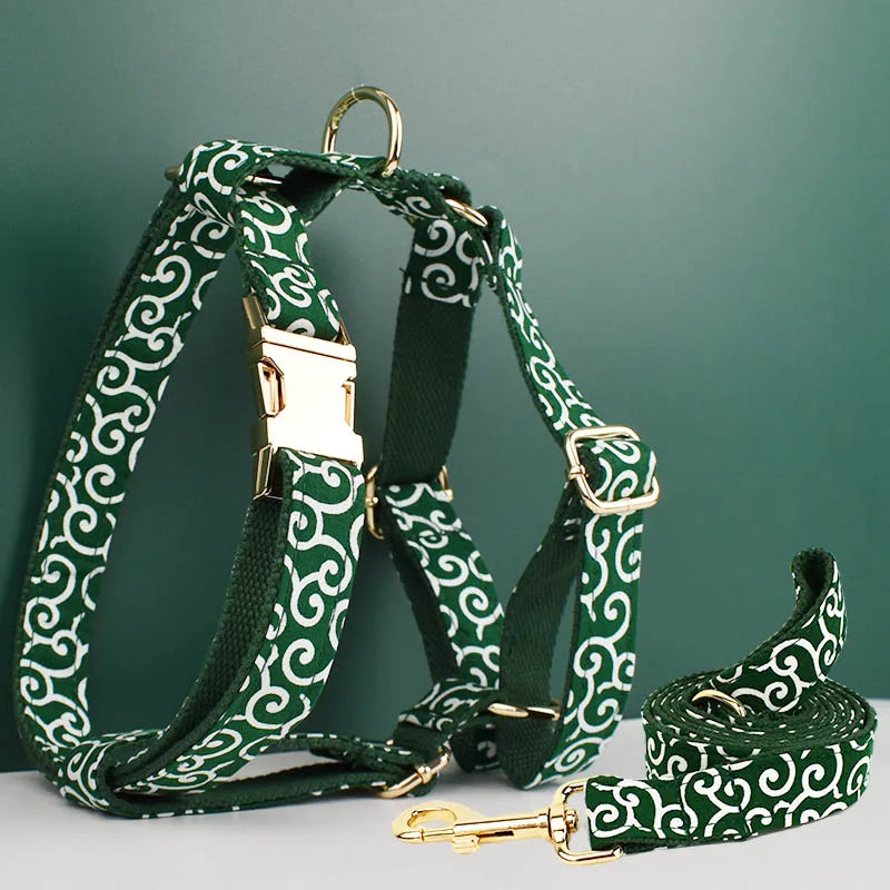 Custom Soft Collars Pet Accessories with Personalized Dog Collar Leashes Harness Bow Tie
