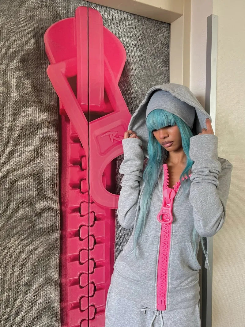 Oversized Hoodie Women Y2k European and American Retro Oversized Zipper Harajuku Street Hip-hop Casual Zipper Sweatshirt Unisex