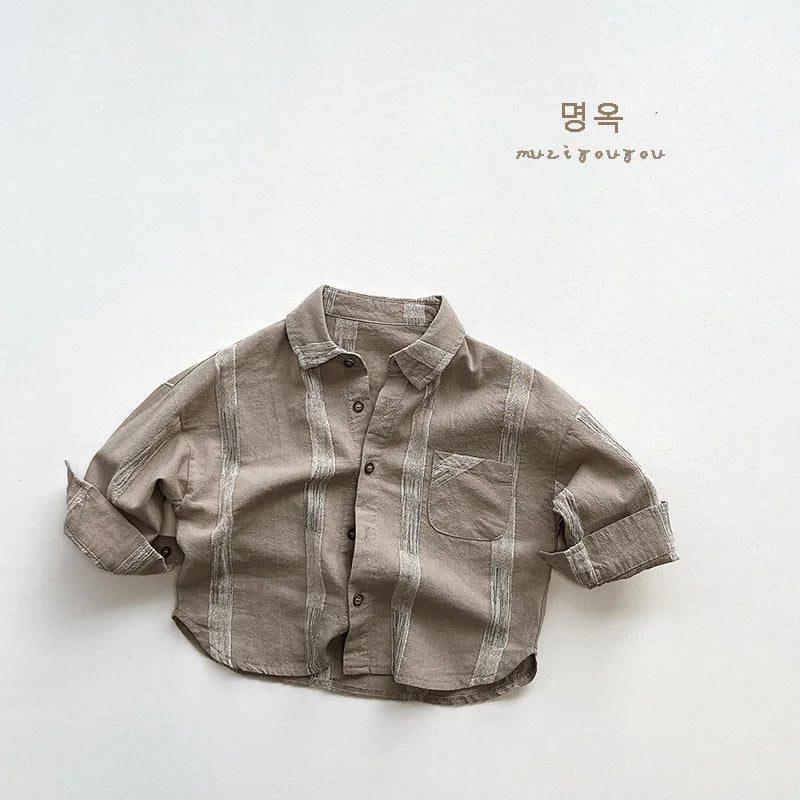 Kids Fashion Shirt Spring Loose Cardigan Children Girls Soft Comfortable Blouses Cotton Vintage Shirts Boys Spring Clothes