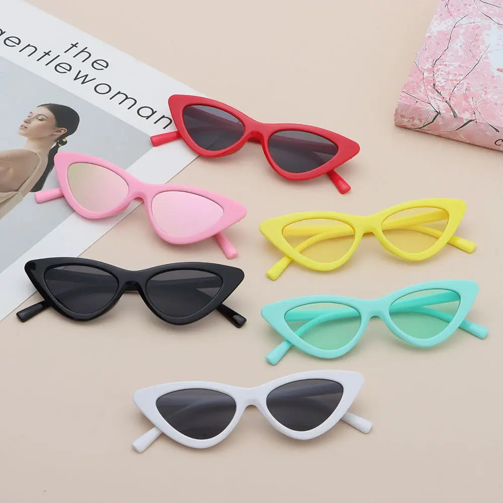 Fashion Candy Color Sunglasses Kids Aged 3-9 Years Trendy Retro Cat Eye Sun Glasses Boys Girls Non-Polarized Shades Party Favor