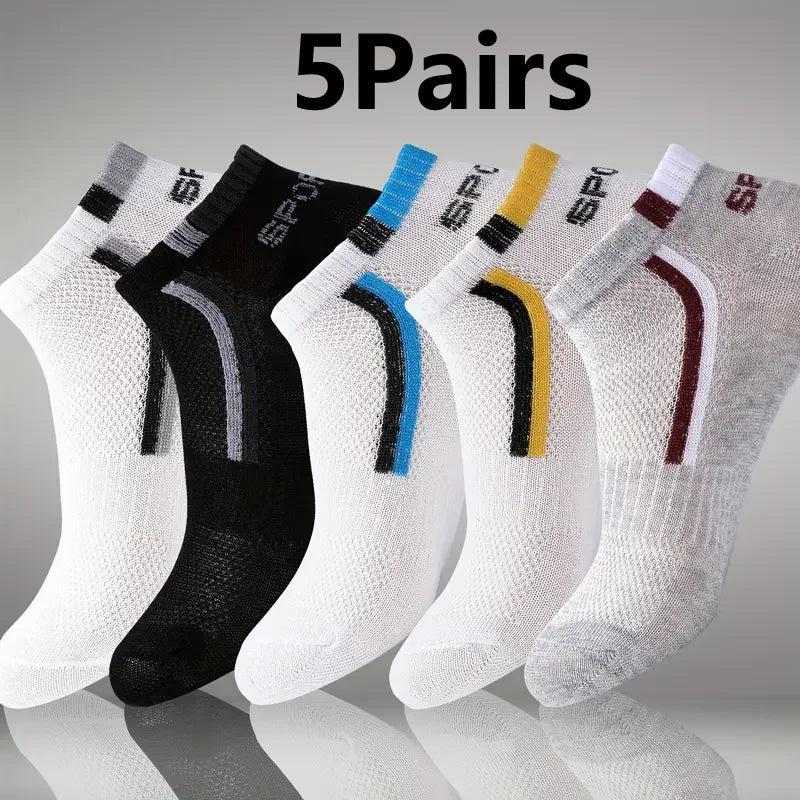 30Pairs Men Socks Mesh Breathable Short Casual Socks Color-block Sports Sock Sports Socks Absorb Sweat Ankle