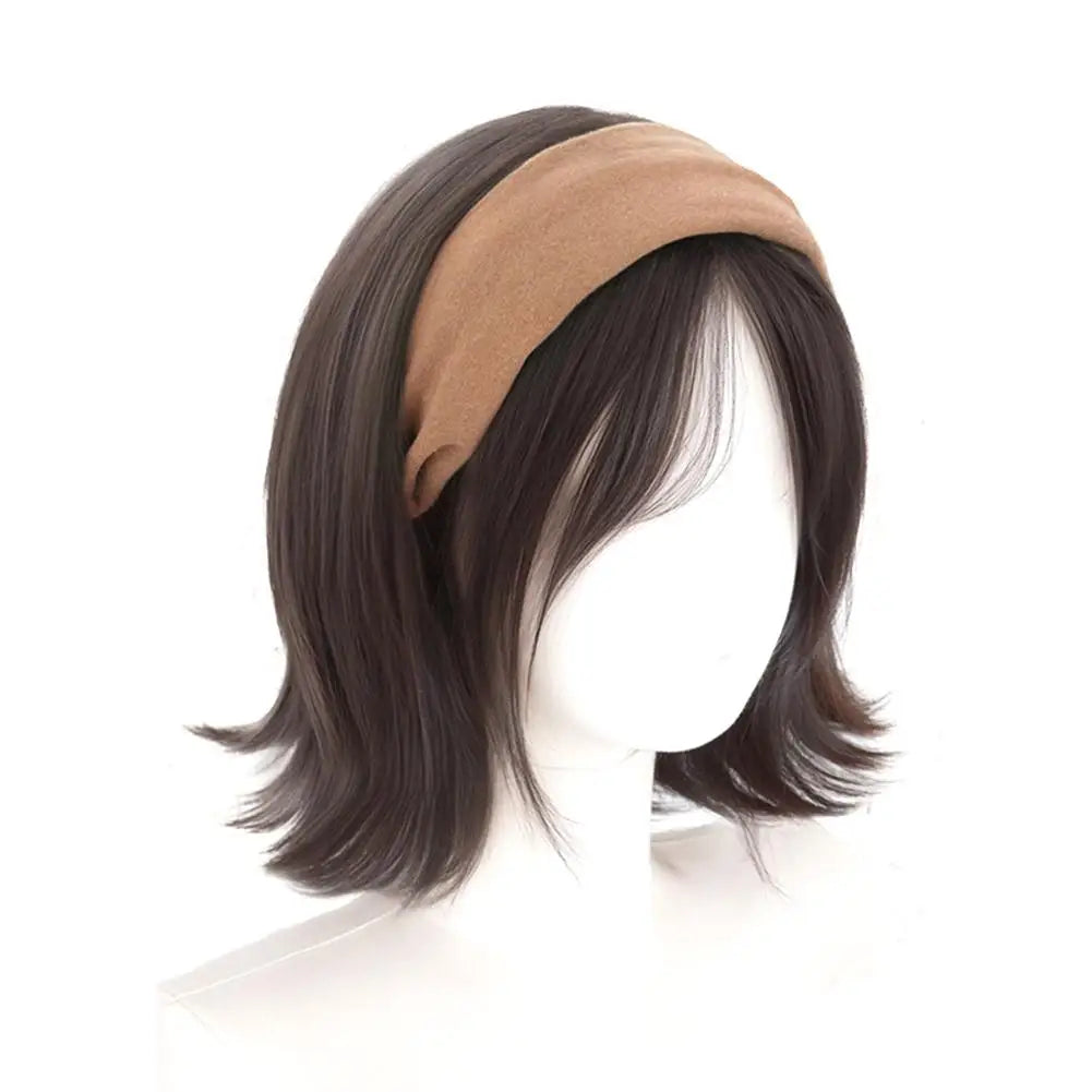 Headband Wigs Short Straight Bob for Women Half Wigs Synthetic Hair for Cosplay Party Daily Use Synthetic Women Elegant Solid