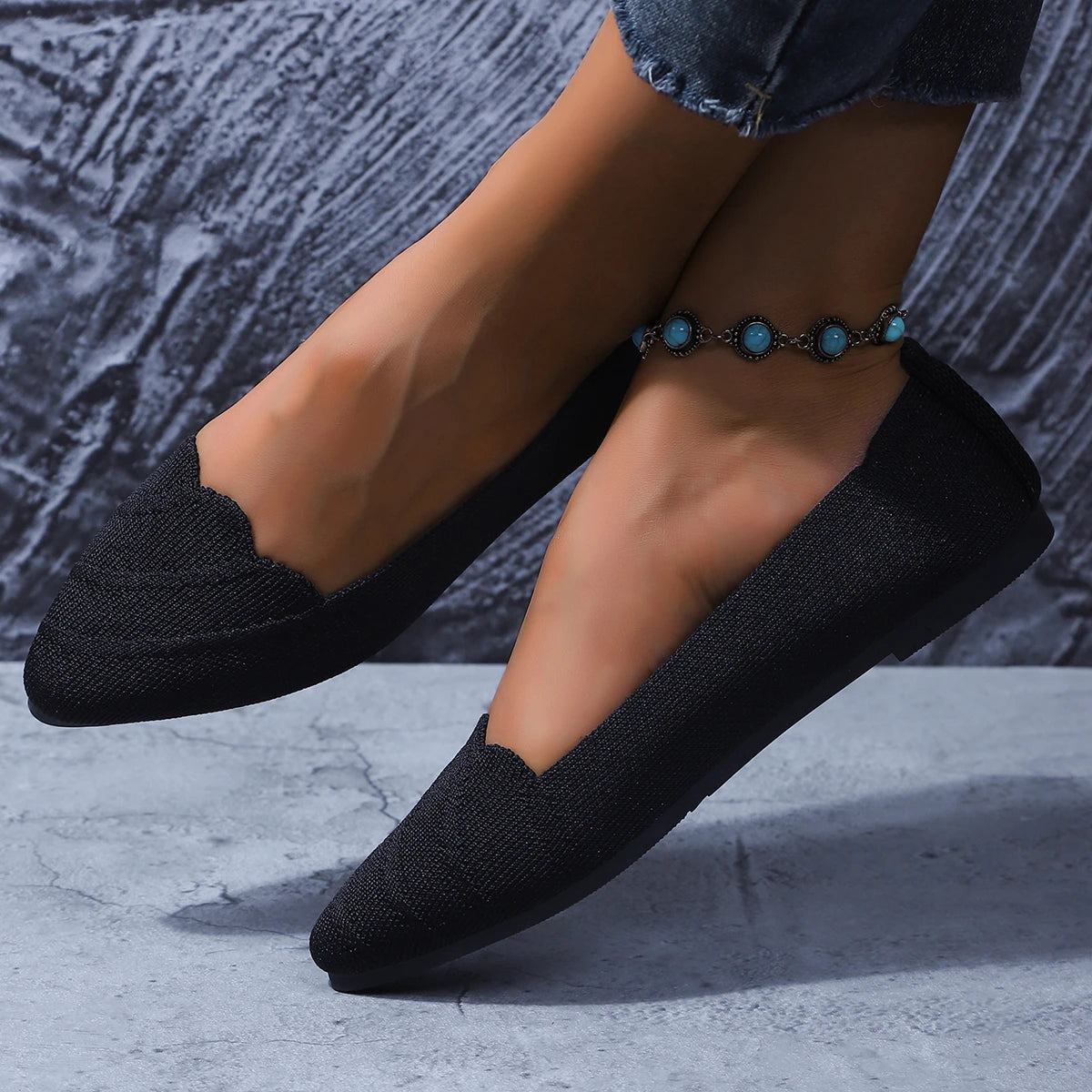 Women Flats Women Solid Slip Designer Casual Breathable Mesh Shoes Women Loafers Comfortable Shoes Pointed Toe Flat Shoes