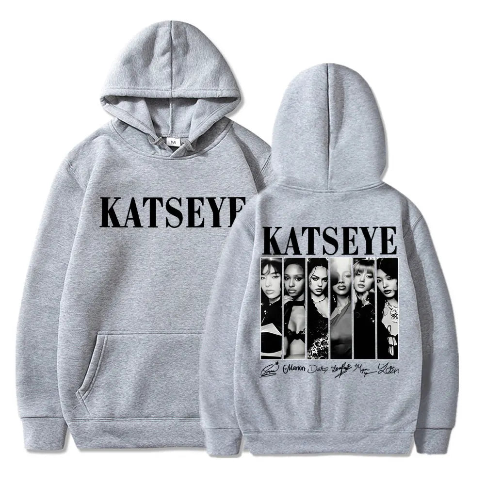 Limted Kpop Katseye Print Hoodies Vintage Trendy Men Women Y2k Hoody Sweatshirt Fleece Oversized Tracksuit Streetwear Fans Gifts
