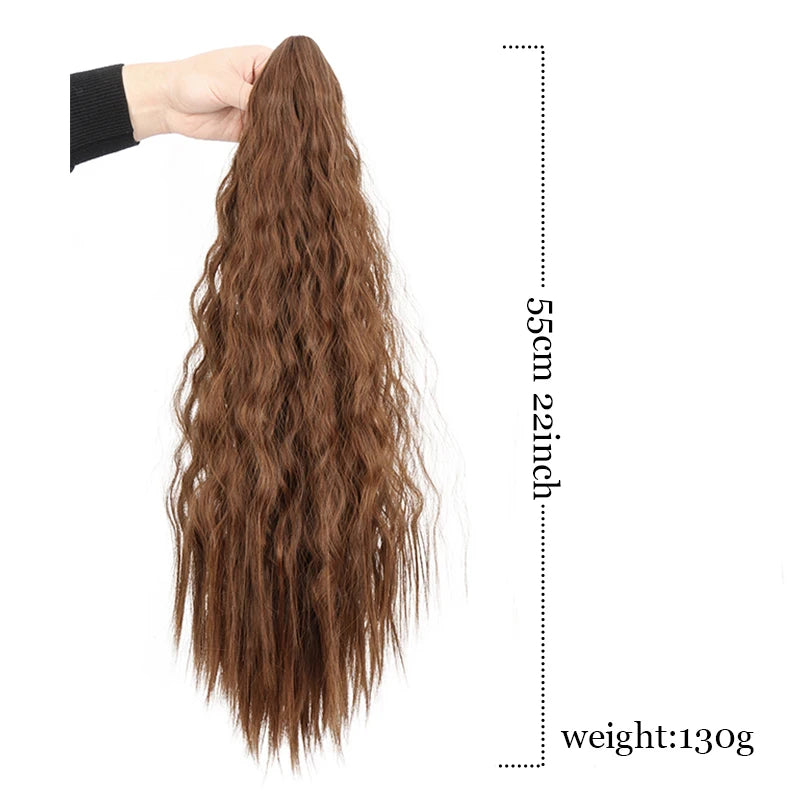 Women's Synthetic Wig with Clip-on Water Ripple And Corn Whisker Ponytail Hairpiece Easy to Wear