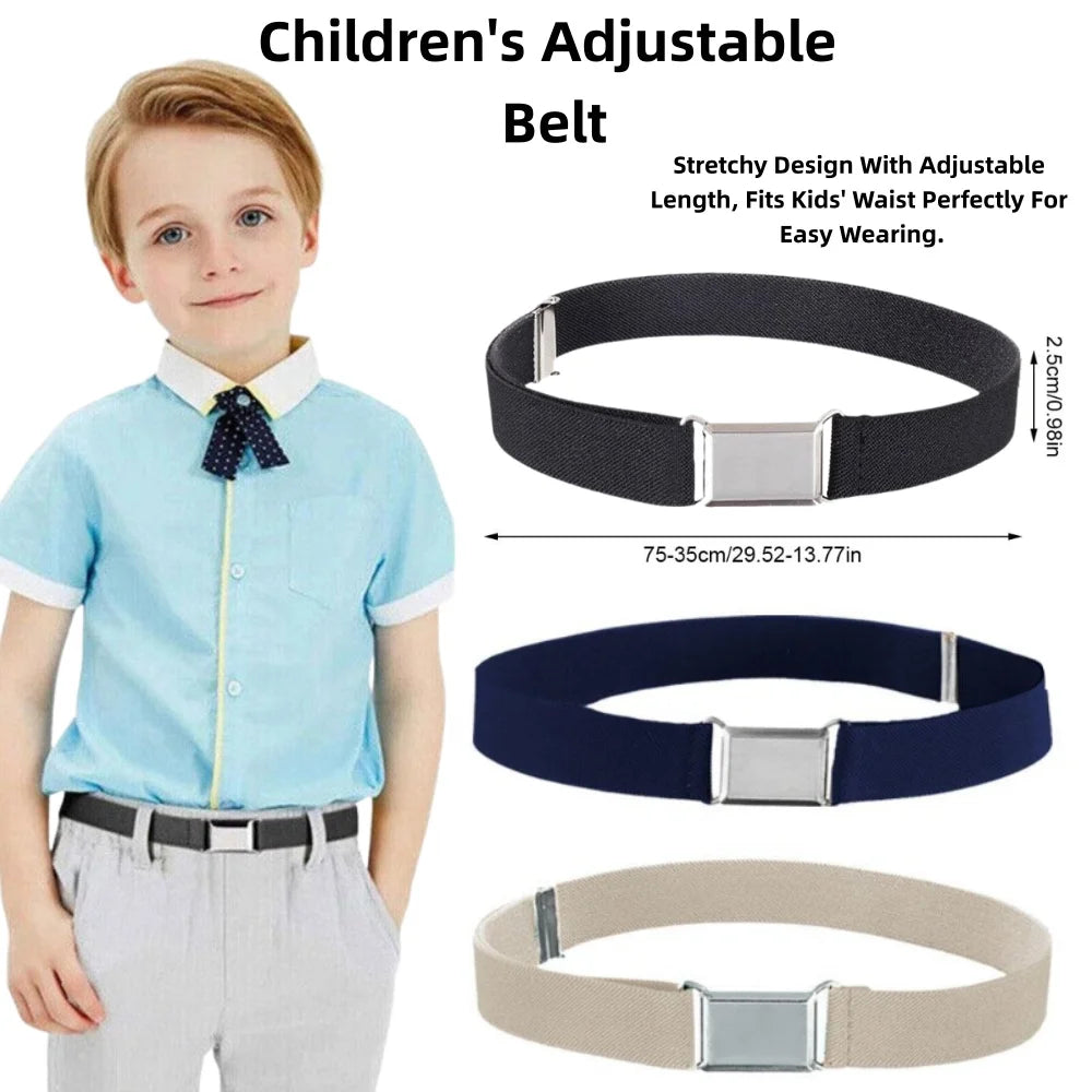Kids Elastic Belt Adjustable Length Solid Color Waistband Soft Cloth Belt Unisex Waist Strap for Boys Girls 3-15 Years Old