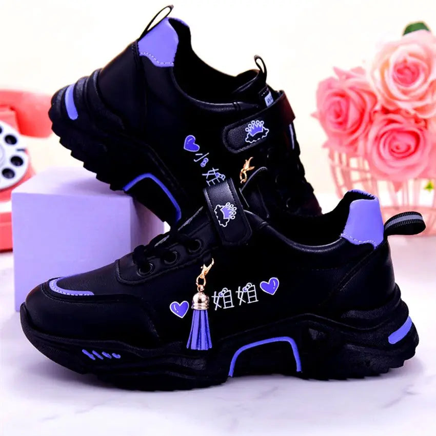 5-18y Children Sneakers Girls Casual Shoes Spring Autumn Kids Breathable Soft Soled Anti-slip Cartoon Princess Walking Footwear