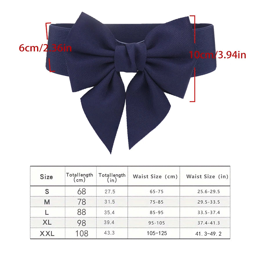 Women Stretch Waist Belt Straps Elegant Wide Side Waistband Large Bow Elastic Belts For Girls Dress Coat Cummerbunds Corset