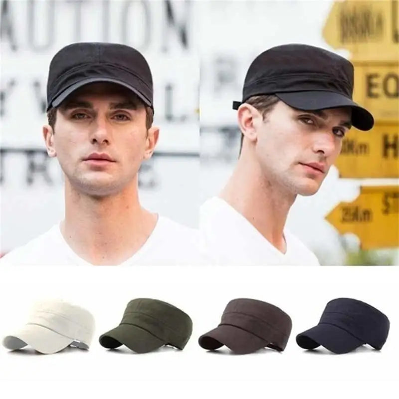 Hat Men's Flat Military Hat Is Simple And Versatile, Middle-Aged Hat Spring And Autumn Duck Tongue Casual Fashion New Style