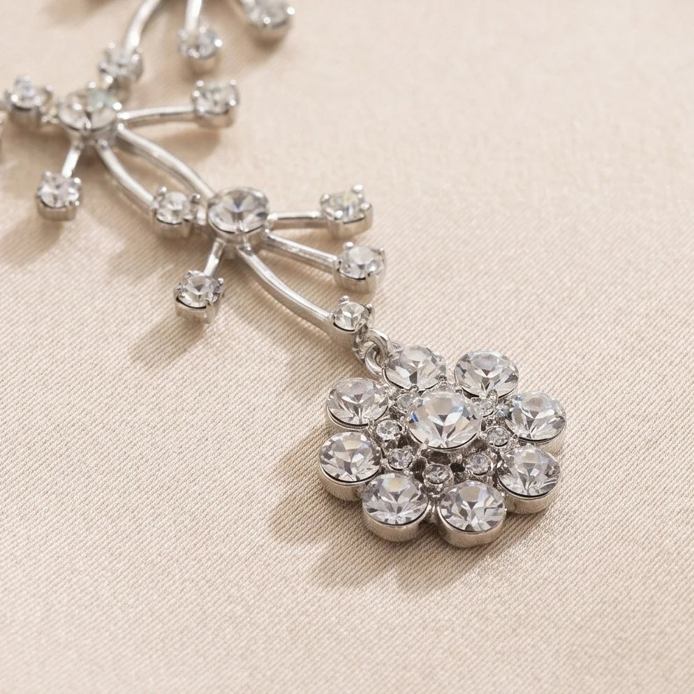 2 Pieces Jewelry Sets For Women Luxury Zirconia Bridal Necklace Earring Set Party Prom Wedding Bride Necklace set Accessories