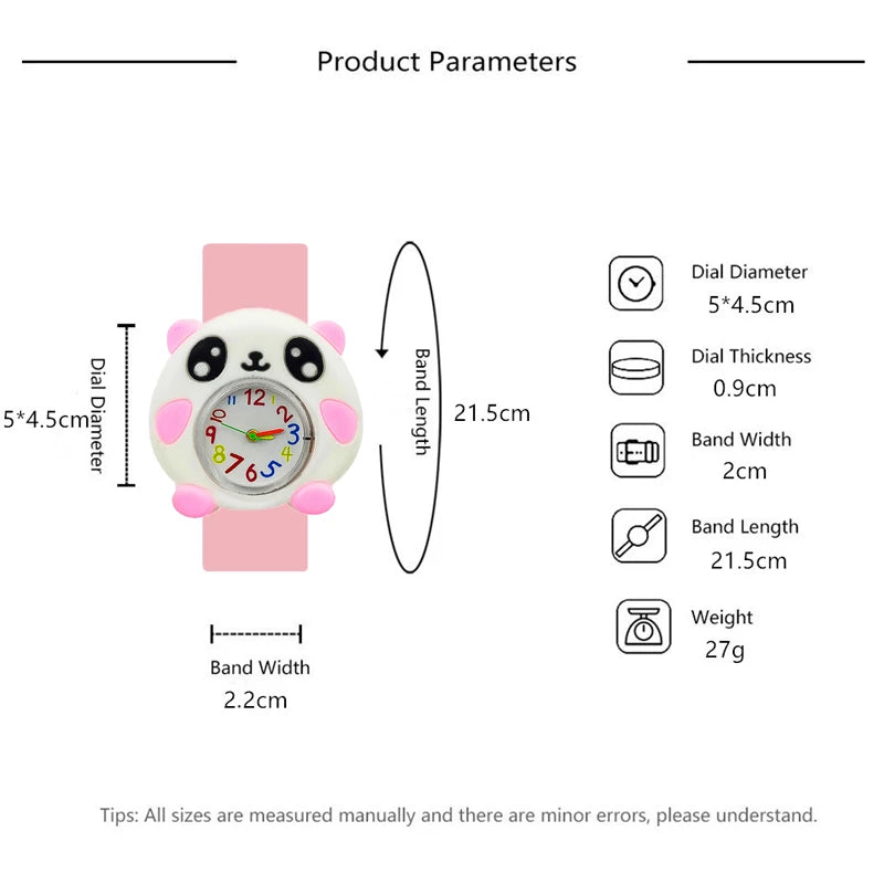 Cartoon Kids Wristwatches Suitable for Boys Girls Slap Bracelet Children Study Time Toy Watches Kindergarten Party Gift