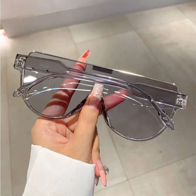 Women's Semi-Round Vintage Sunglasses 2026 New Trend UV400 Protection Anti Glare Monoblock Frame Outdoor Fashion Eyewear